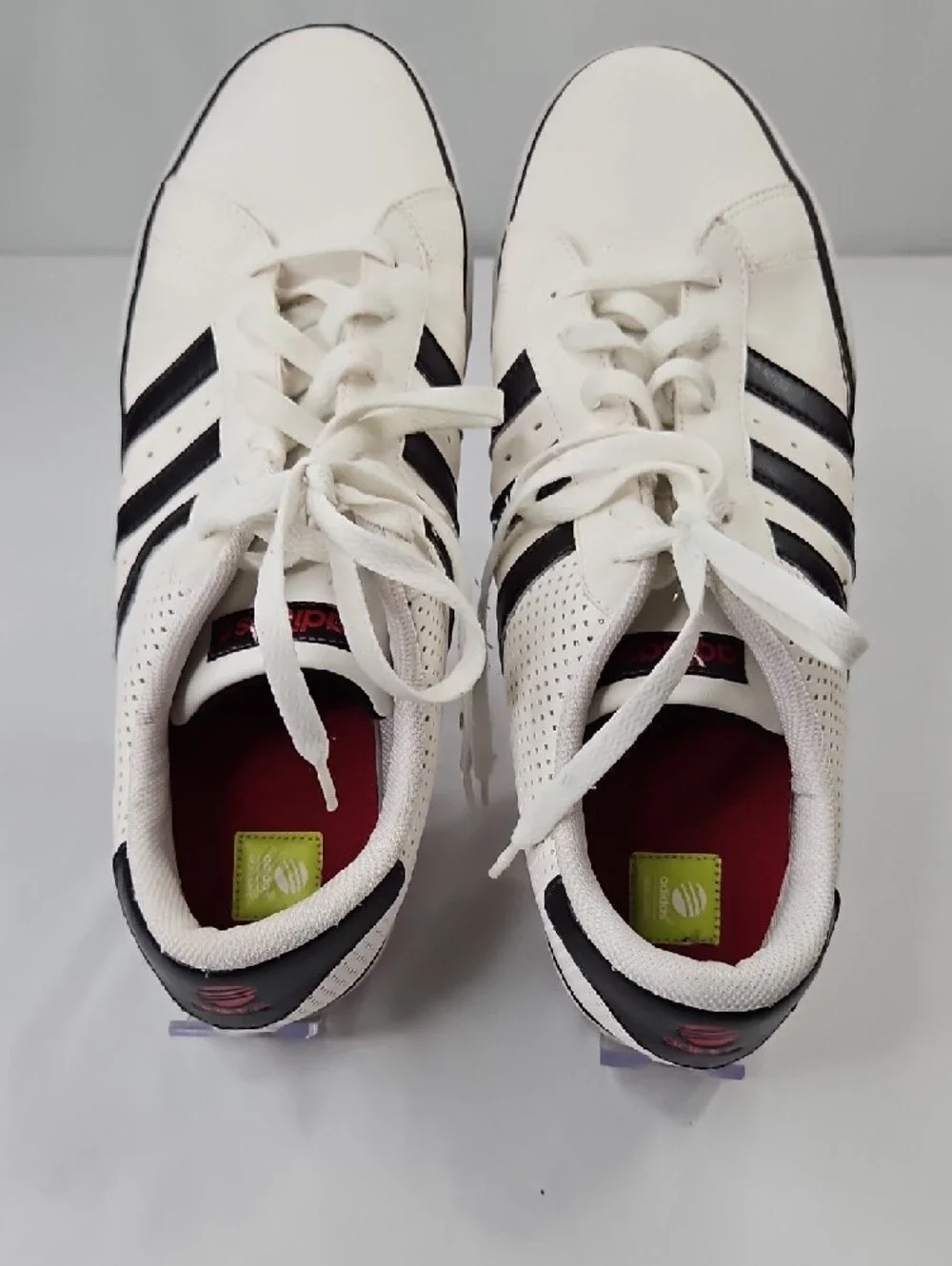 Adidas Men's Neo Label White Sneakers with Black Trim Size 13